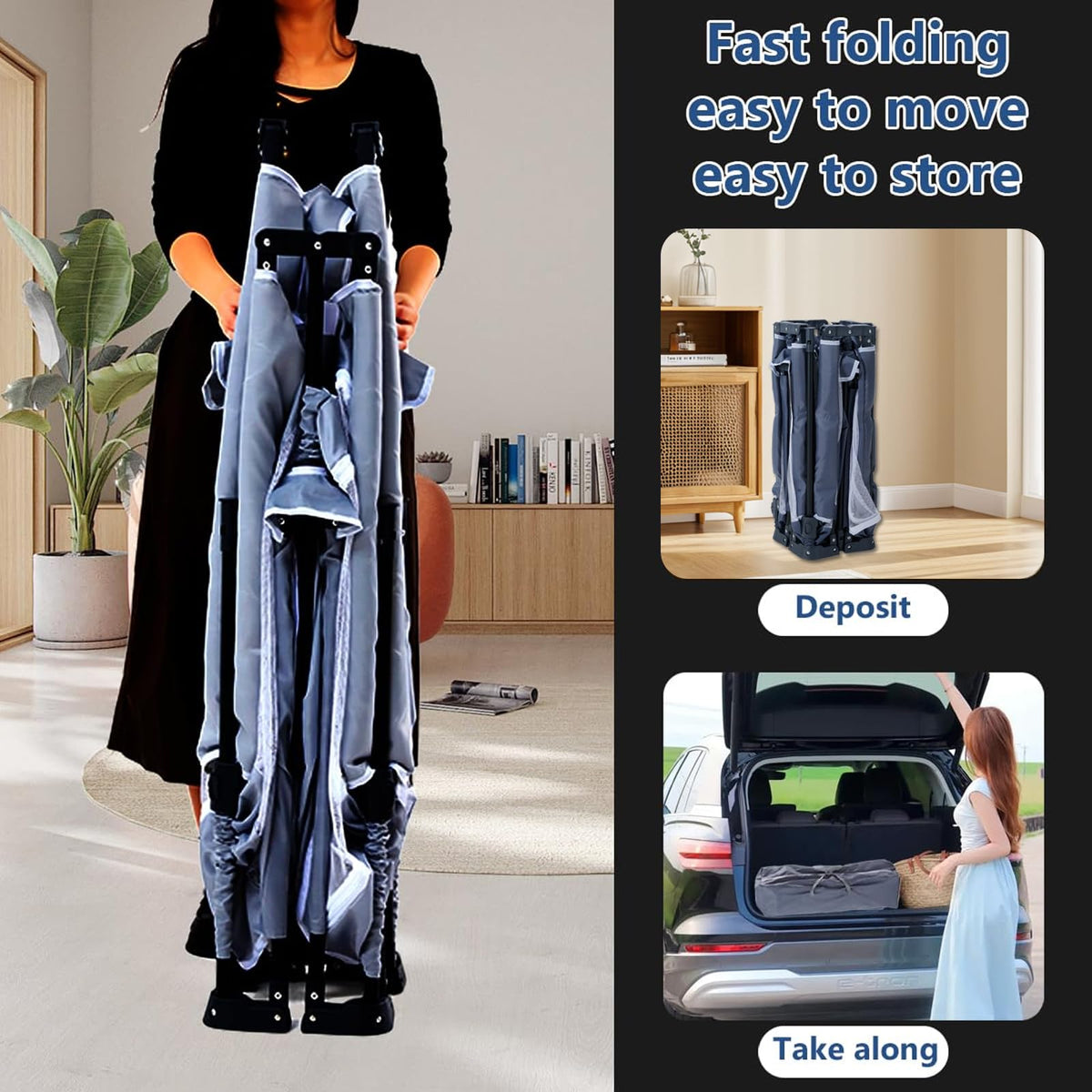 Foldable Baby Playpen with Mat and Storage Bags U83170