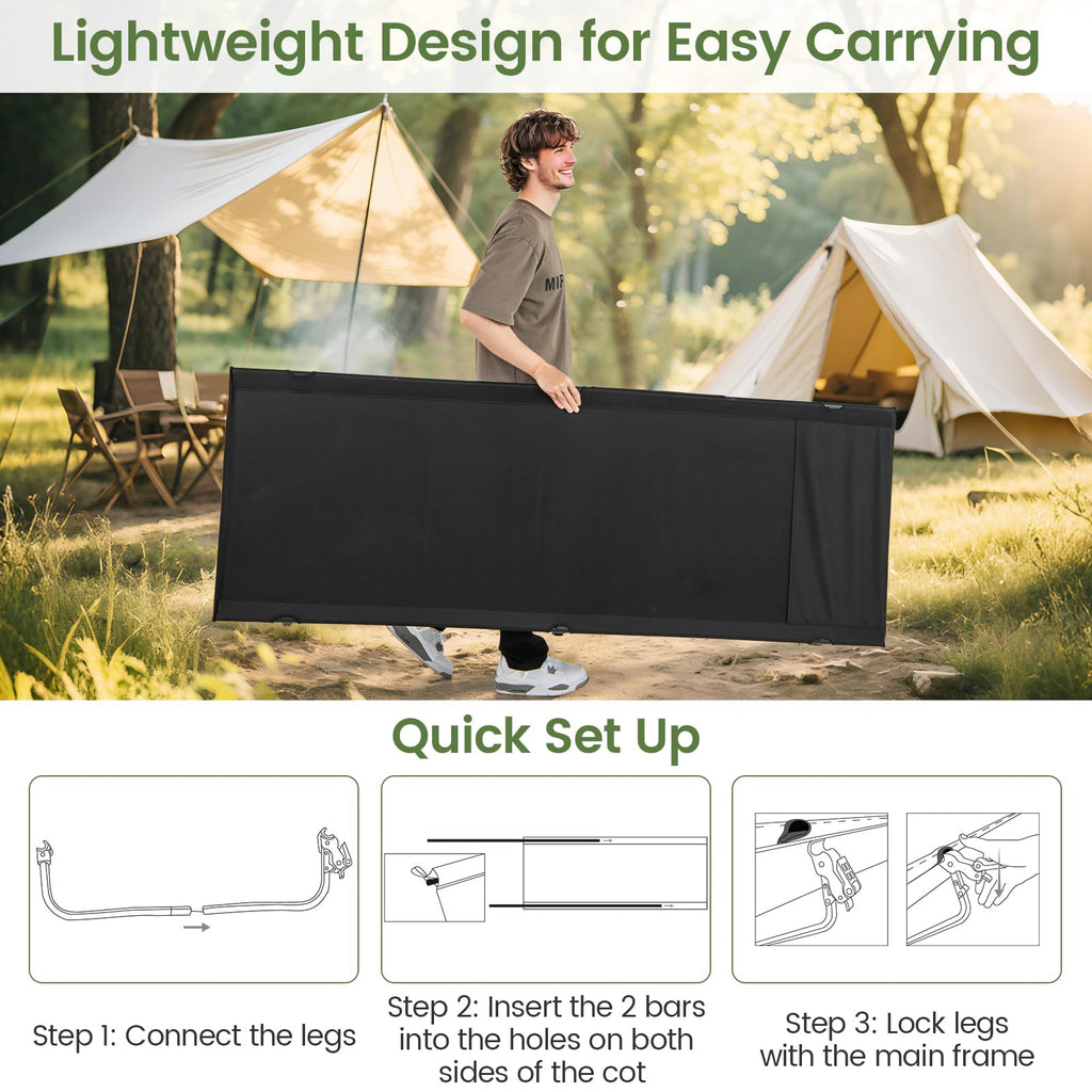 Folding Camping Cot with Carrying Bag & Side Pocket L527658