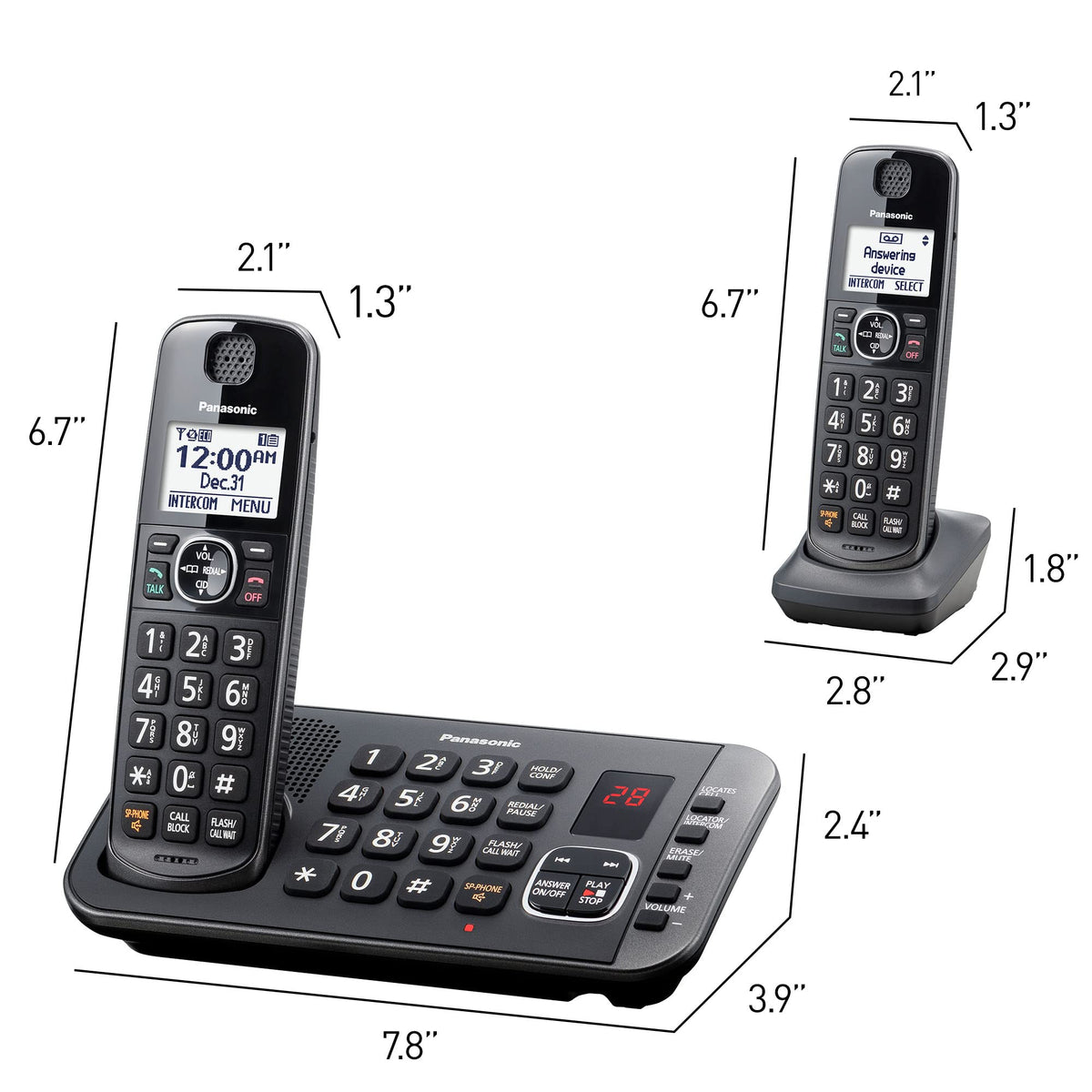 Metallic Black 5 Handset Cordless Phone System with Answering Machine Y331036