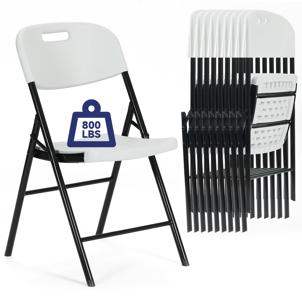 10 Pack White 800 LBS Folding Chairs M8158
