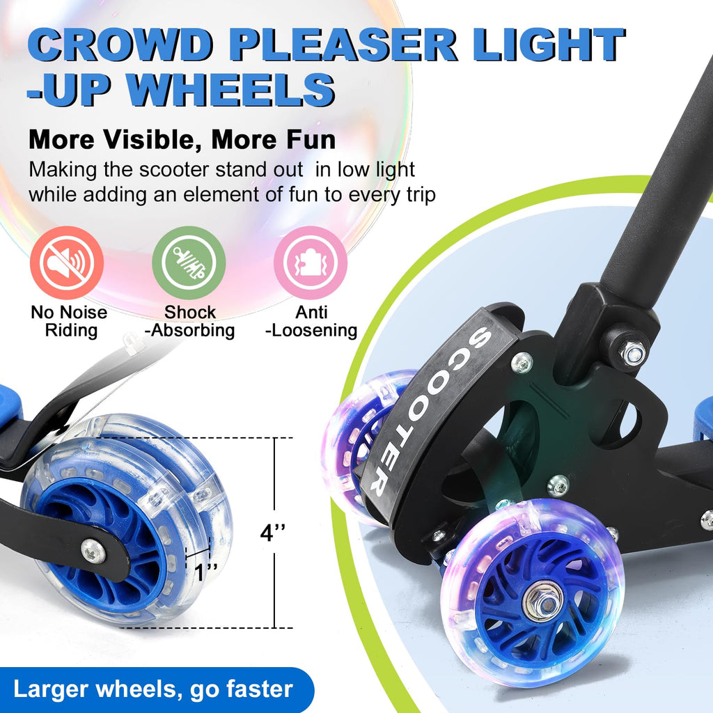 Light up 3 Wheels Folding Kick Scooter with Adjustable Handlebar W7462