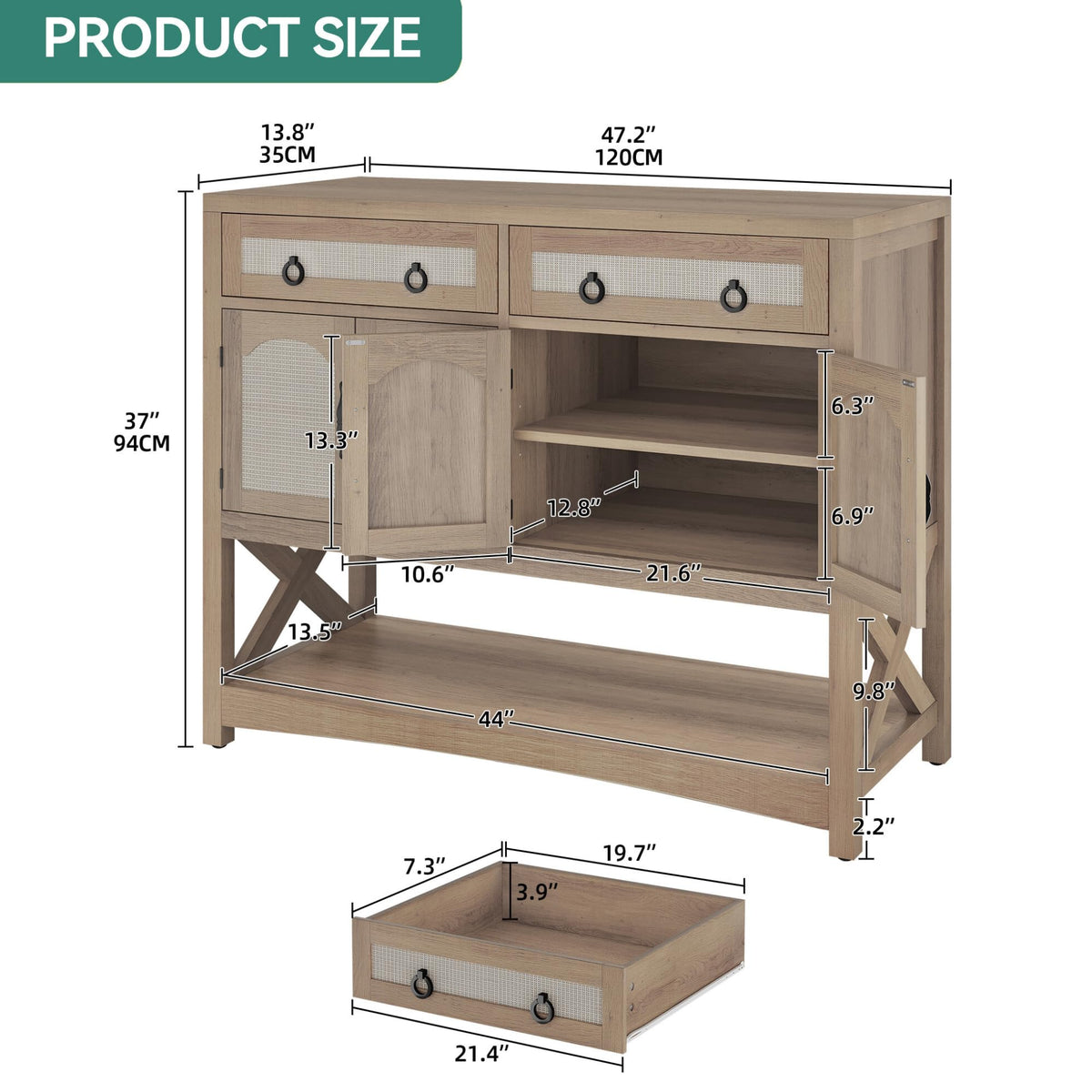 47.2" Console Table with 2 Drawers R399