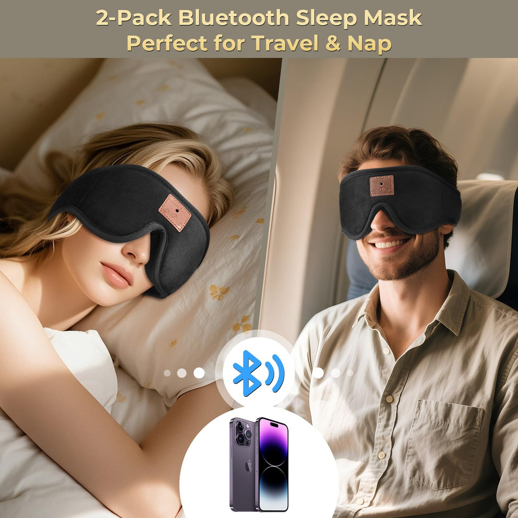 3D Bluetooth Sleep Mask with Headphones 2-Pack J95237