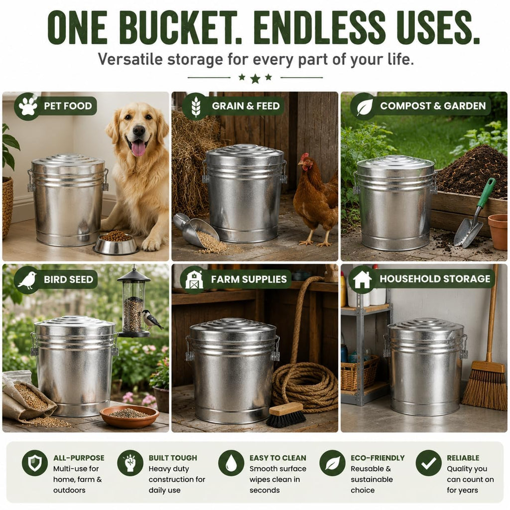 6-Gallon Galvanized Steel Storage Can with Lid Y949419