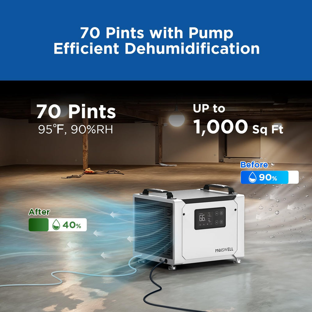 70 Pints Commercial Dehumidifier with Pump K97529