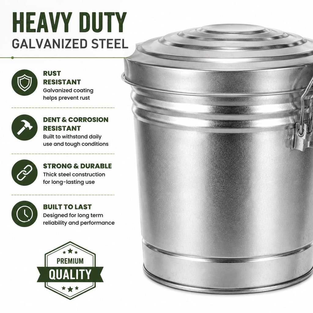 6-Gallon Galvanized Steel Storage Can with Lid Y949419