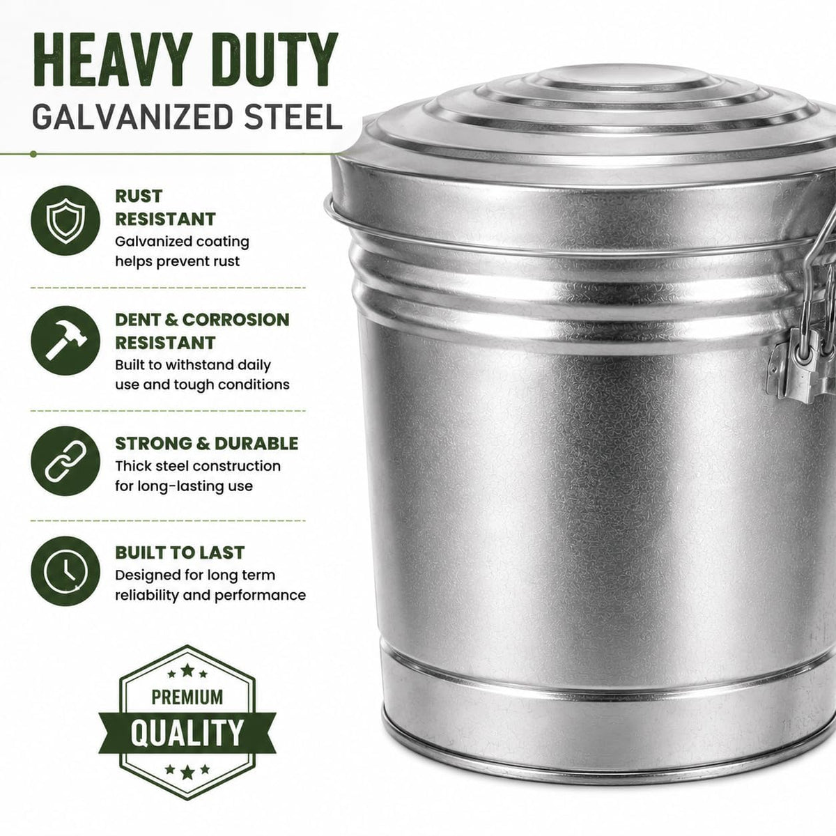 6-Gallon Galvanized Steel Storage Can with Lid Y949419
