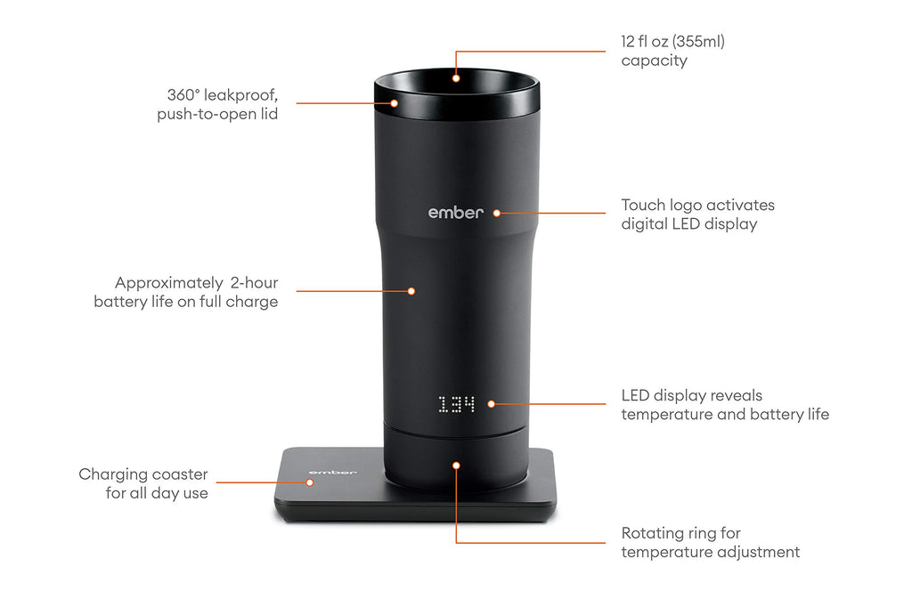 Black 12 Ounce Temperature Control Travel Mug T348