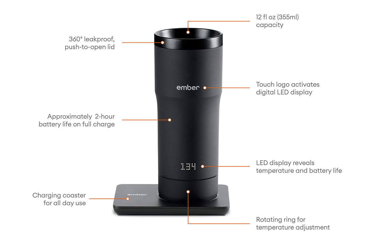 Black 12 Ounce Temperature Control Travel Mug T348