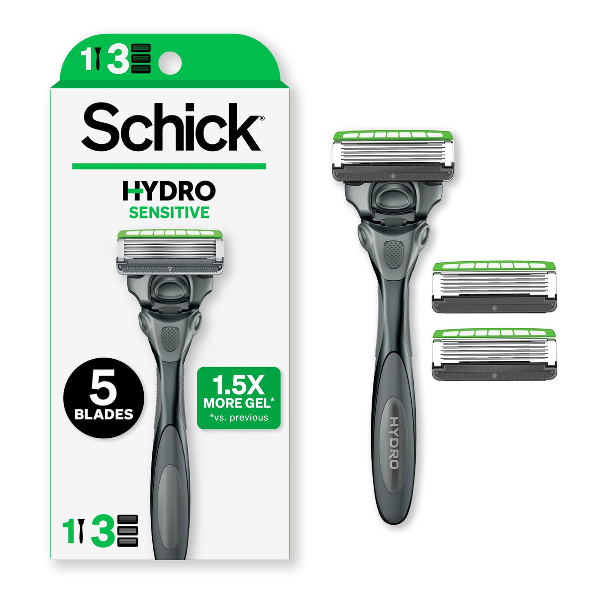 Sensitive 5-Blade Razors with 1 Handle & 3 Refills M401665