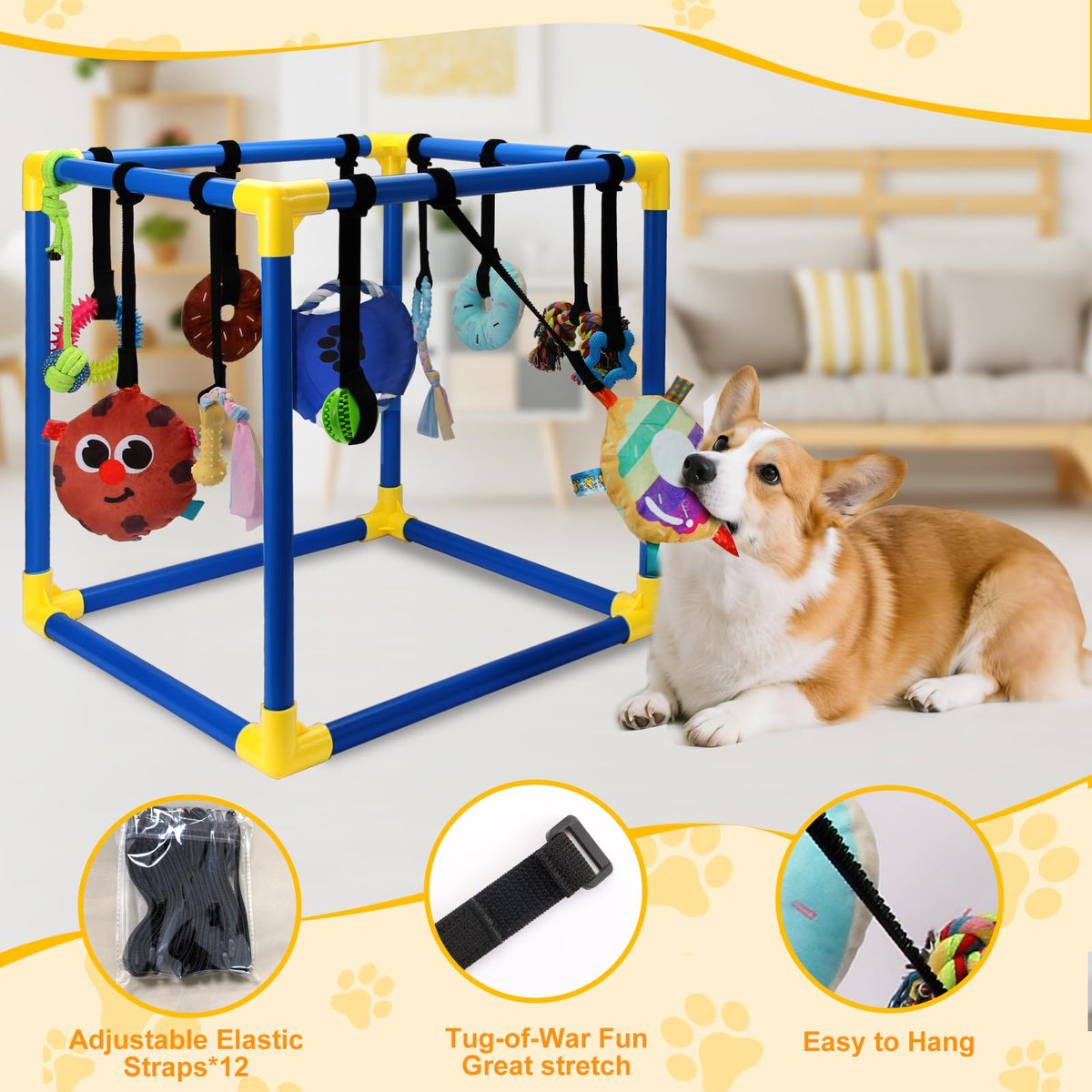 12 Toys Puppy Play Gym with Squeaky Toys O73078