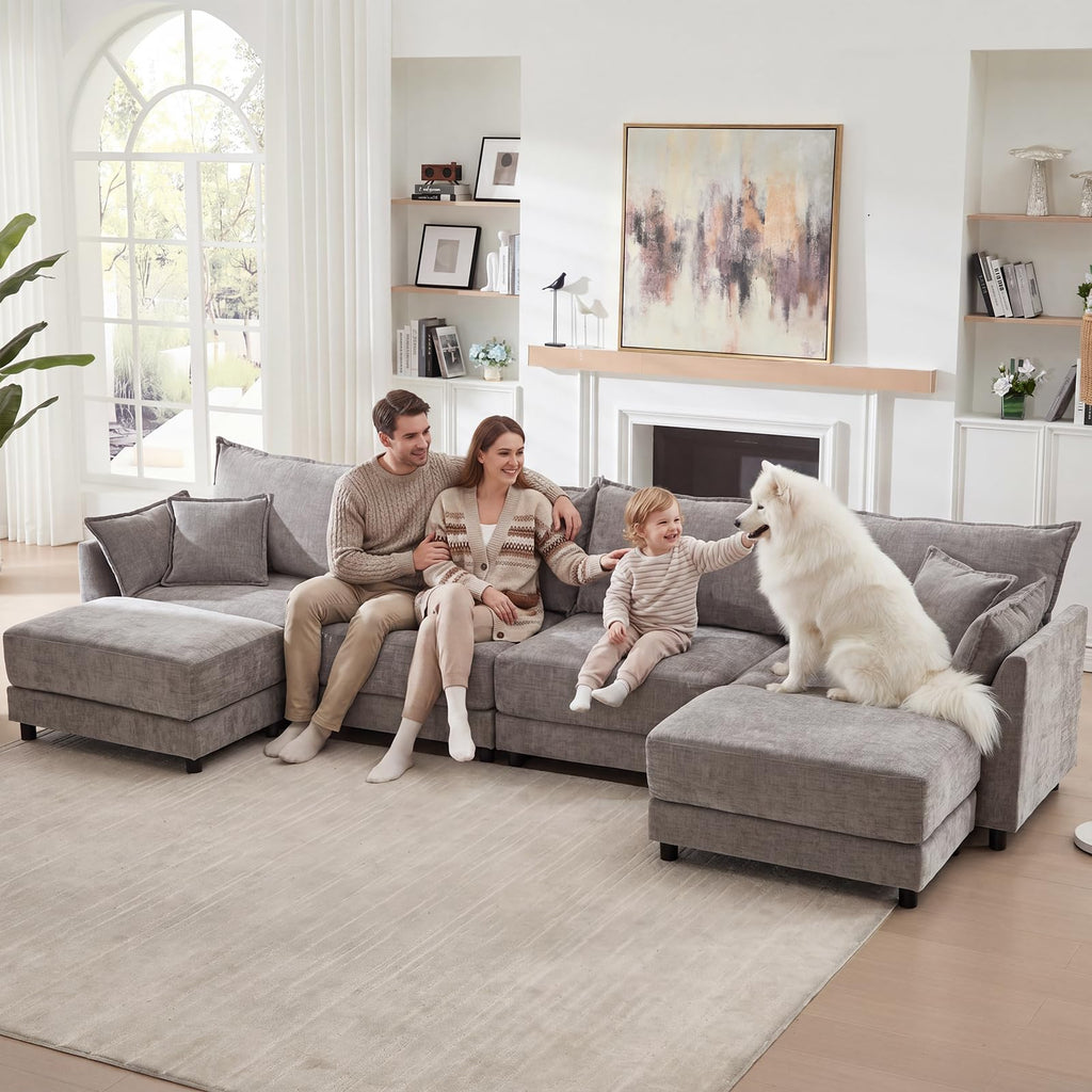 Light Gray Chenille 2 Seater Sofa with Pillows B222073