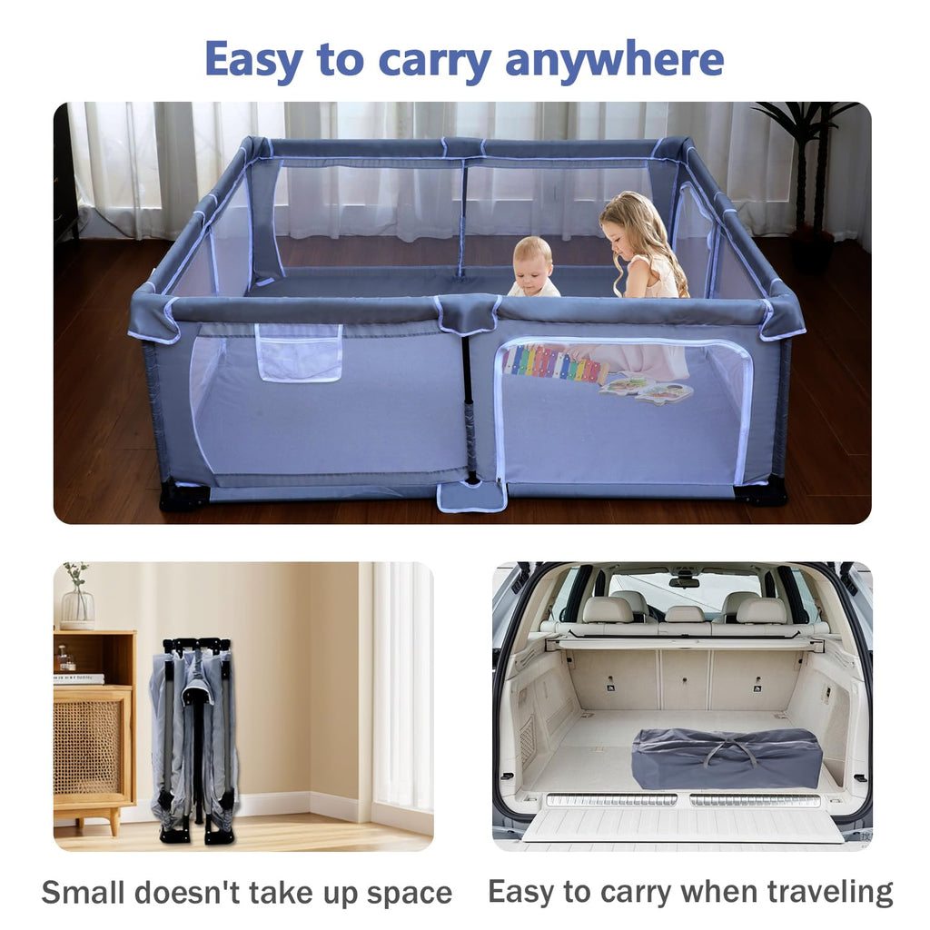 Foldable Baby Playpen with Mat and Storage Bags U83170