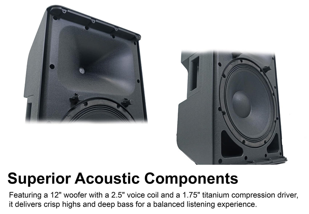 12" Powered DJ PA Speaker Pair with Stands P48731
