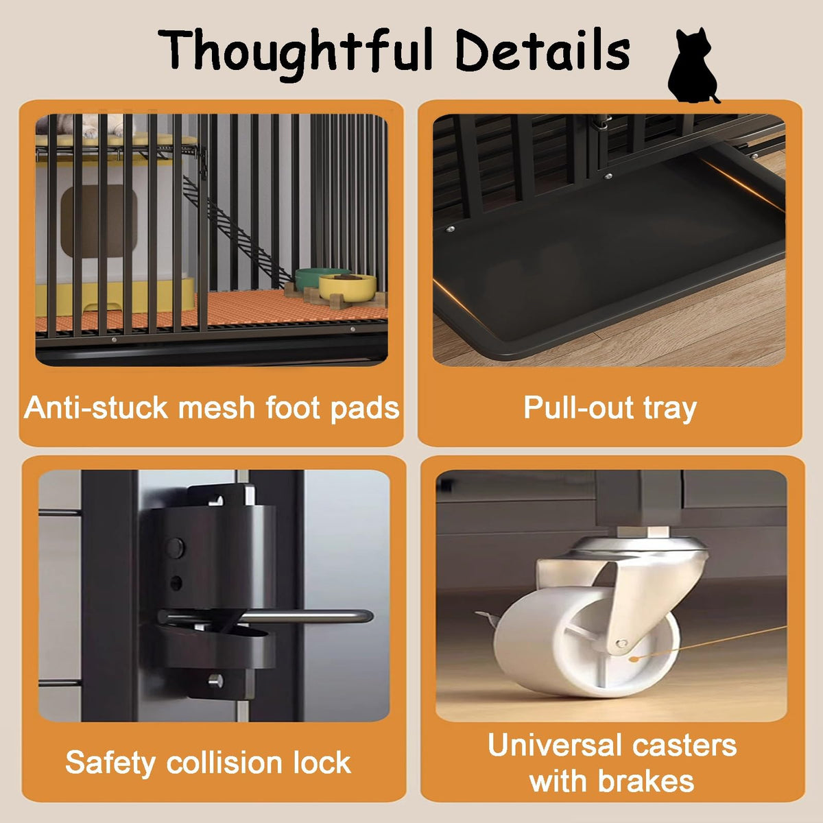 High Carbon Steel 4-Tier Cat Kennel G780
