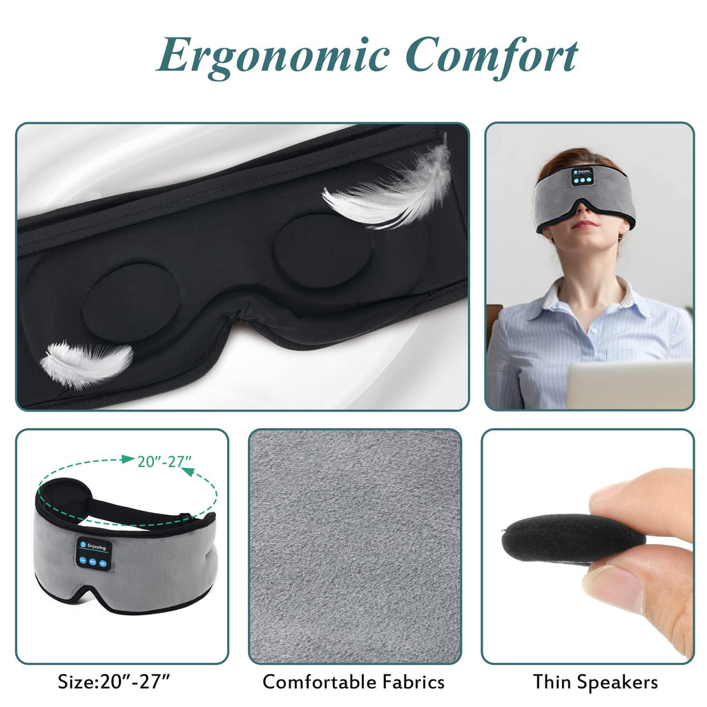 Wireless 3D Eye Mask Sleep Headphones Grey V741783