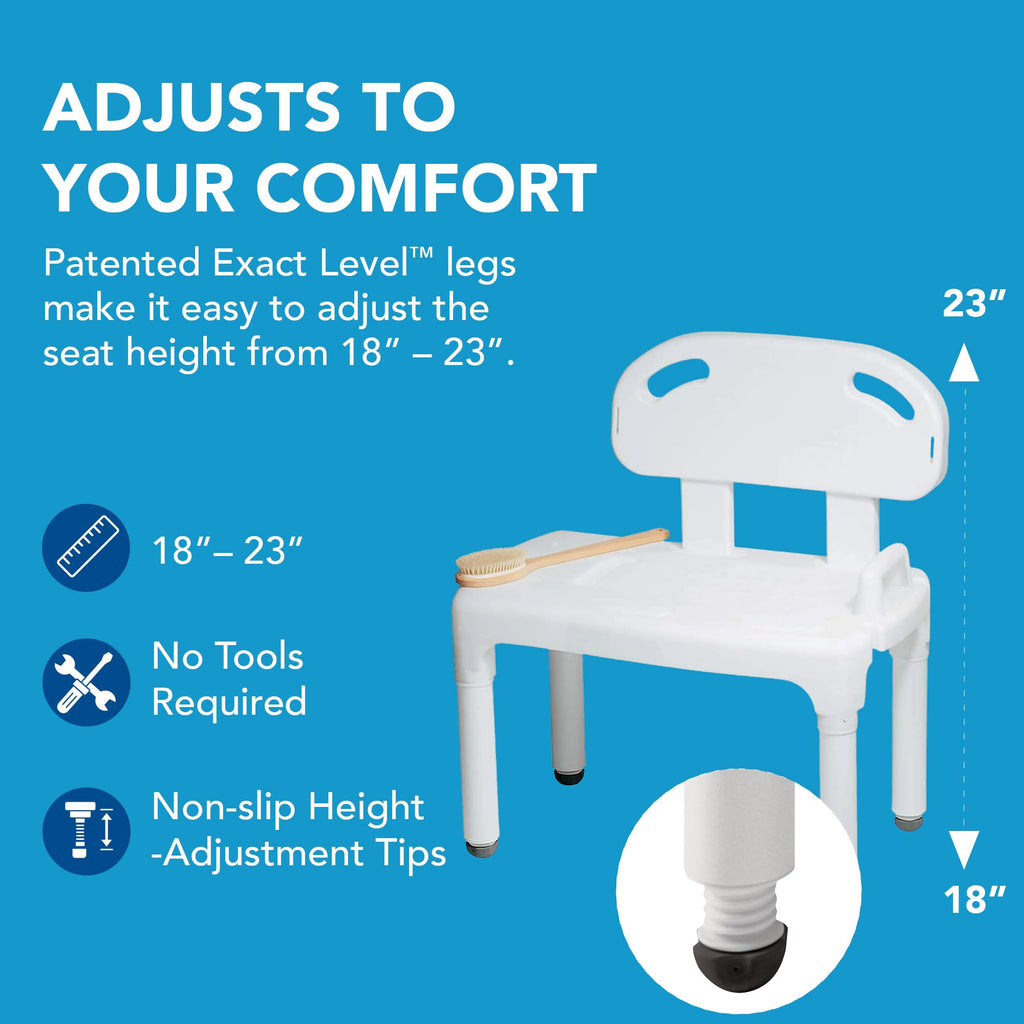 Bath Transfer Bench with Backrest and Adjustable Legs C244490