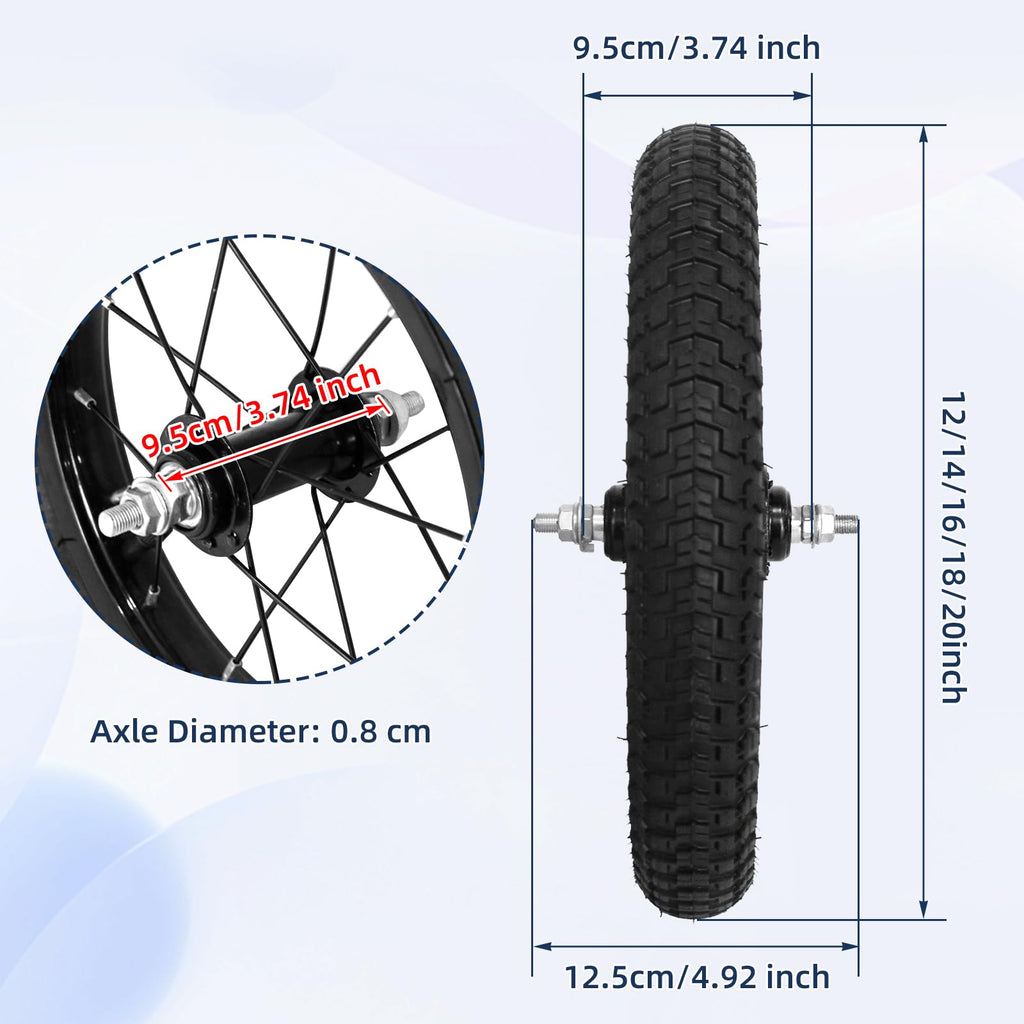 Kids Bike Front Wheels Replacement with Solid Air Rubber Tire and Inner Tube O5867