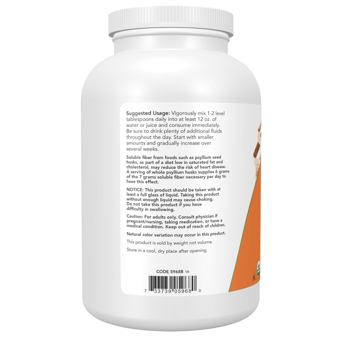 Organic Whole Psyllium Husks 12 oz P835