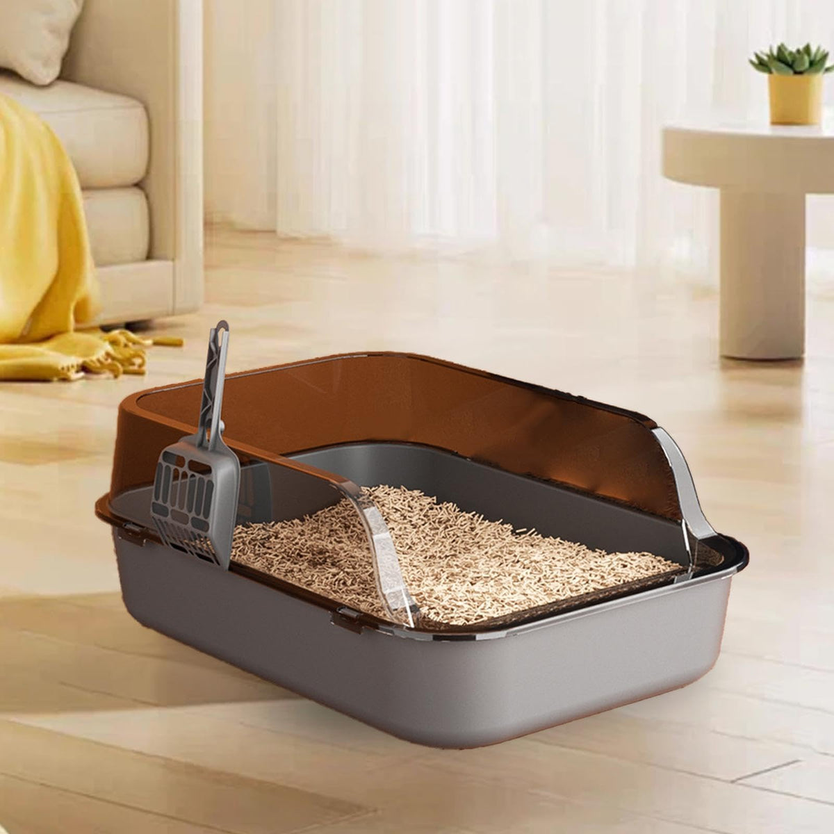 Open Top Sifting Litter Box Gray B785893