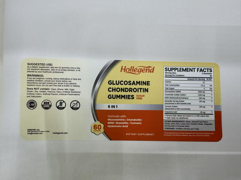 Sugar Free Glucosamine Chondroitin Gummies 60 Count L9548