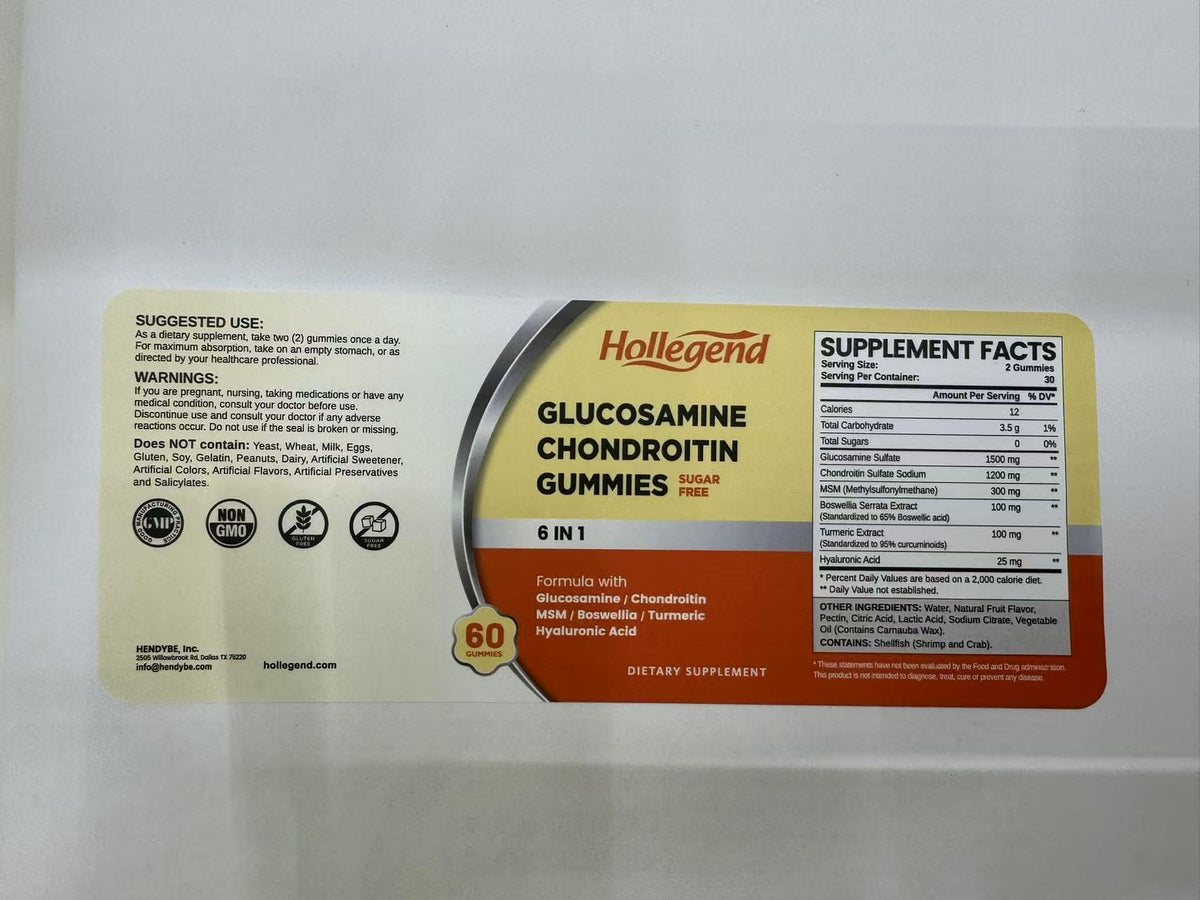 Sugar Free Glucosamine Chondroitin Gummies 60 Count L9548