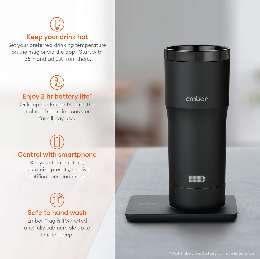 Black 12 Ounce Temperature Control Travel Mug T348