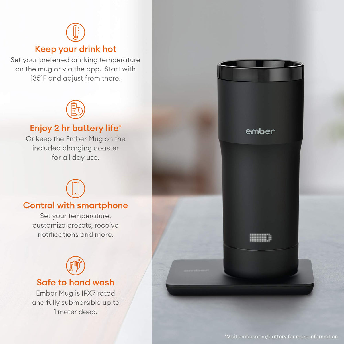 Black 12 Ounce Temperature Control Travel Mug T348