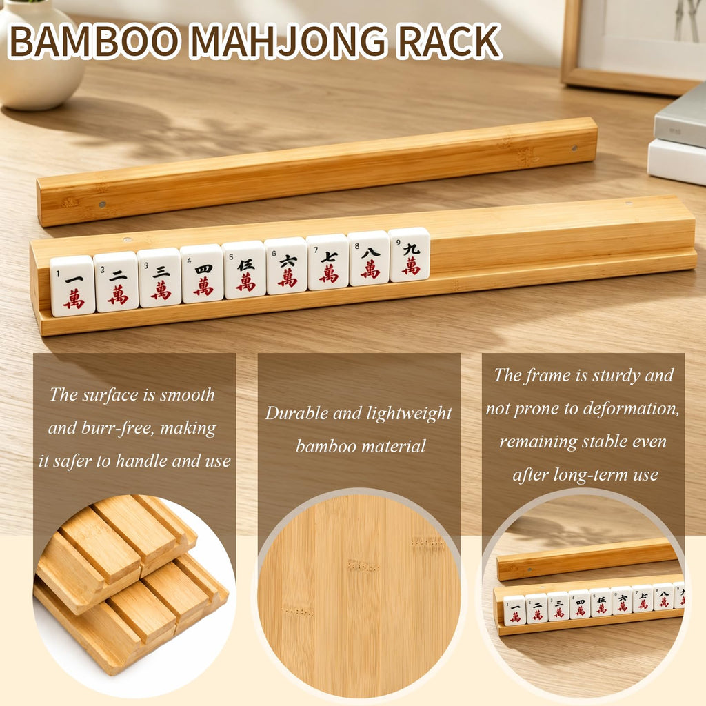 Bamboo Mahjong Racks with Pushers, Set of 4 V34173