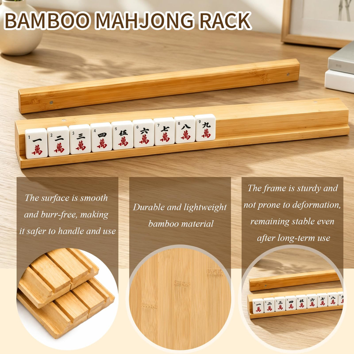 Bamboo Mahjong Racks with Pushers, Set of 4 V34173