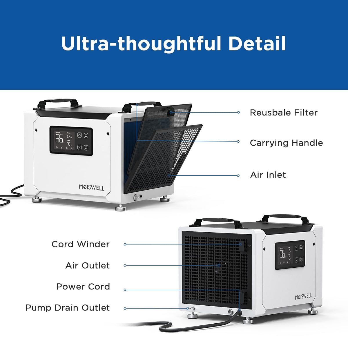70 Pints Commercial Dehumidifier with Pump K97529