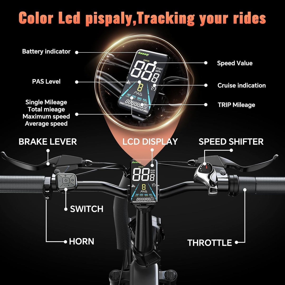 1500W Folding Electric Bike with 52V 20AH Removable Battery, 20" x4.0 Fat Tire O847161