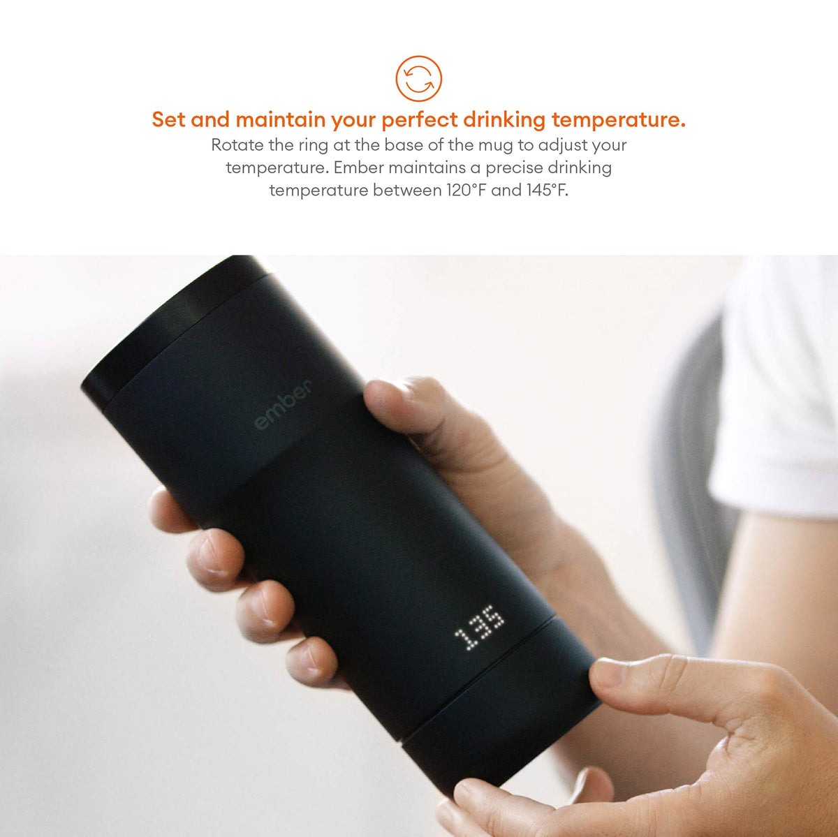 Black 12 Ounce Temperature Control Travel Mug T348