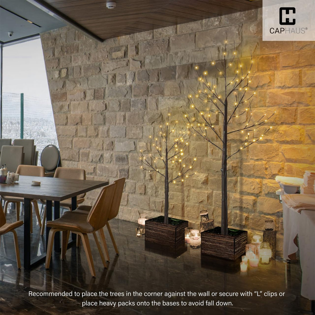 8 Ft Pre-Lit Twinkling Brown Birch Tree with 132 Warm White LED M67781