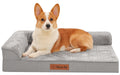 Memory Foam Orthopedic Dog Bed with Removable Waterproof Cover, 35x23 Inches, Light Grey B731