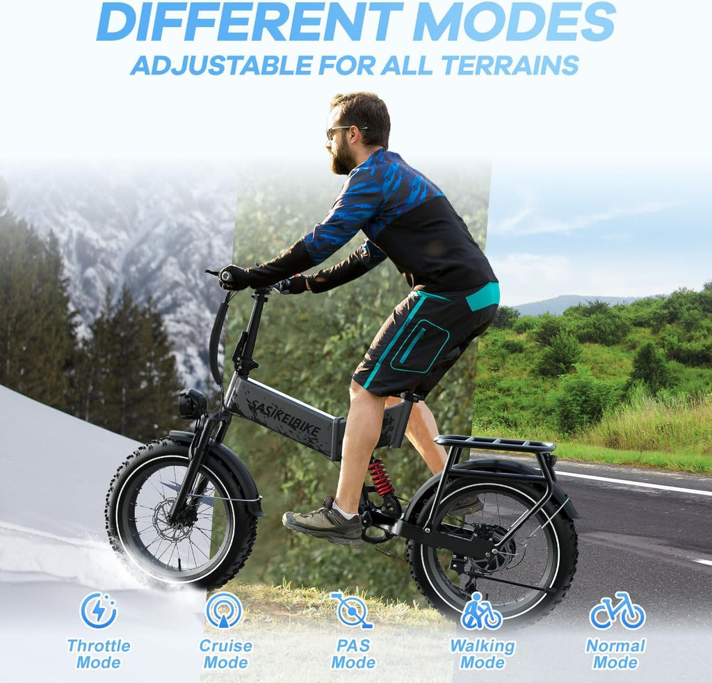 1500W Folding Electric Bike with 52V 20AH Removable Battery, 20" x4.0 Fat Tire O847161