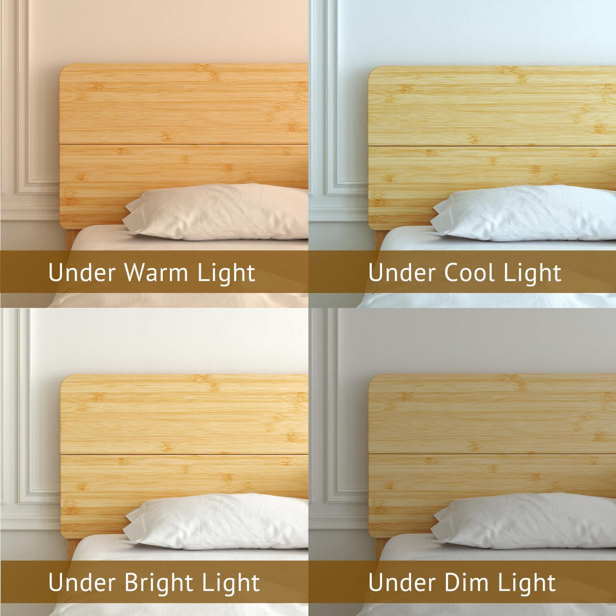 14 inch Bamboo Full Bed Frame with Headboard V82712
