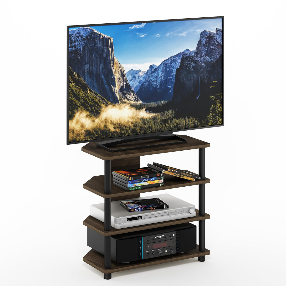 4-Tier Brown Walnut TV Stand D626