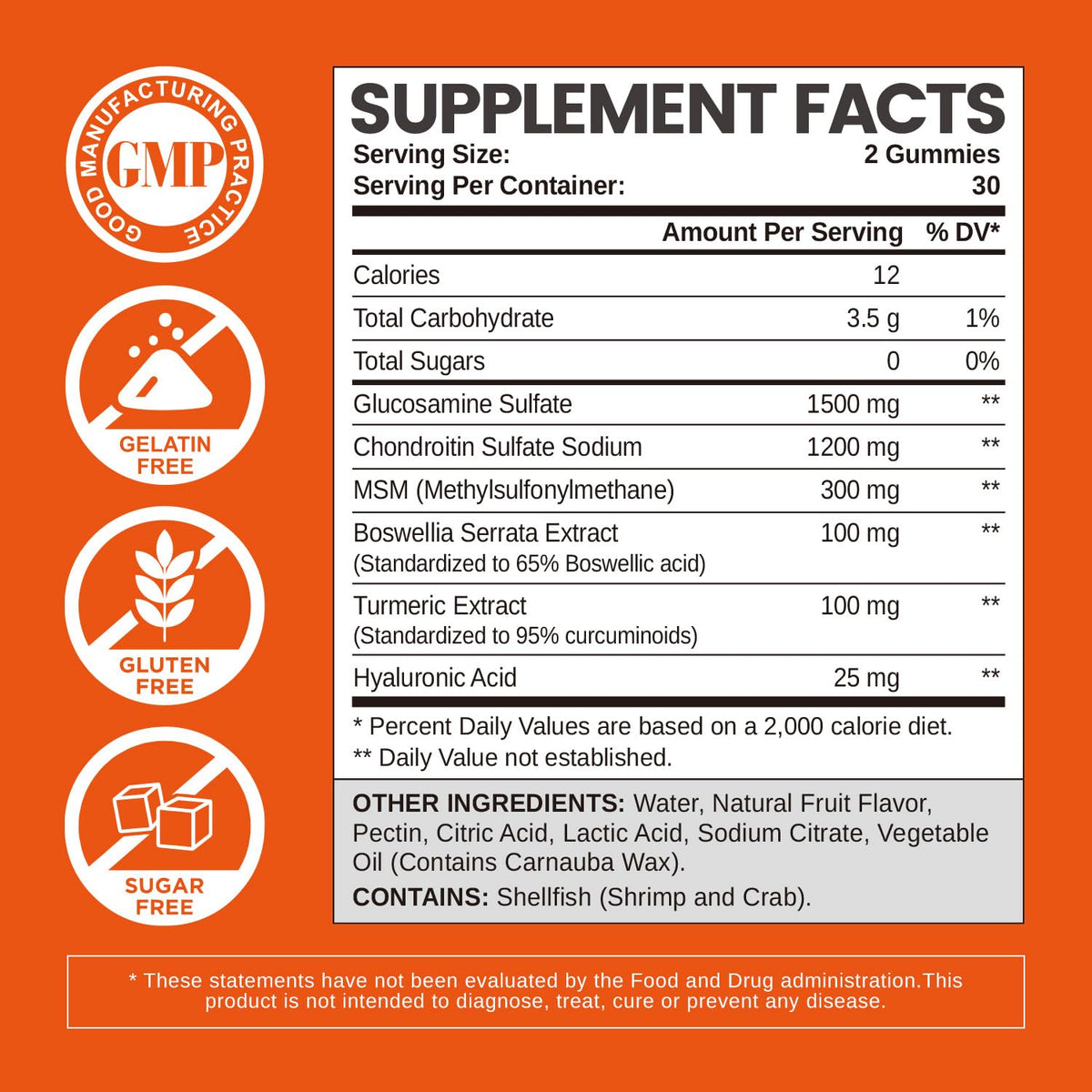 Sugar Free Glucosamine Chondroitin Gummies 60 Count L9548