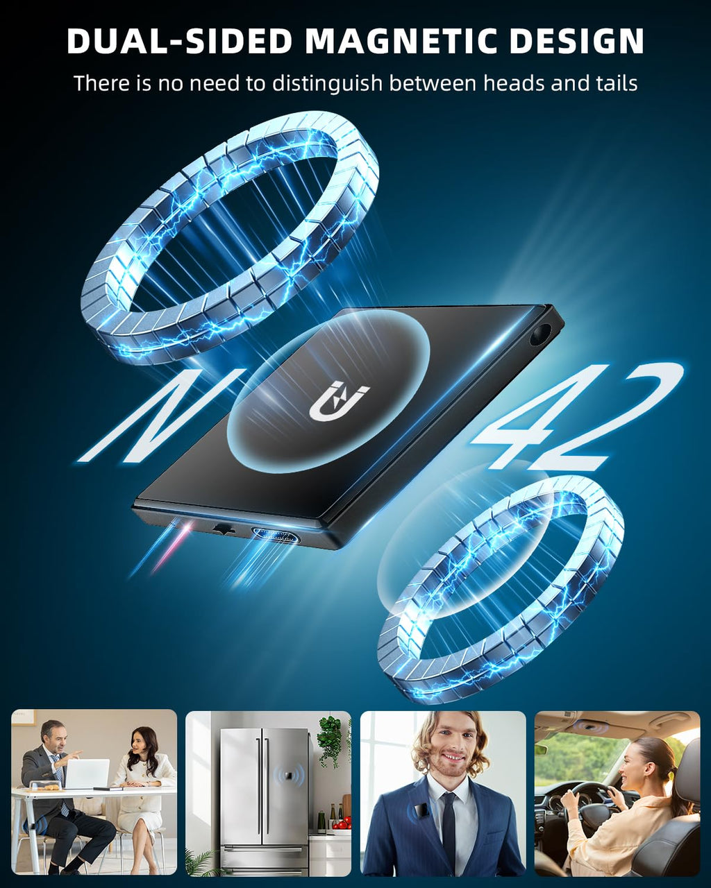 Mini Magnetic Voice Recorder, 128GB Recording Device with Playback J45310