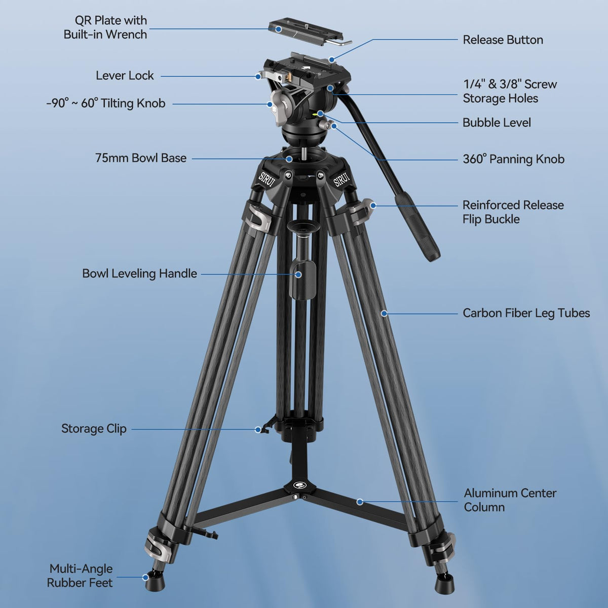 Carbon Fiber Heavy Duty Video Tripod R8921