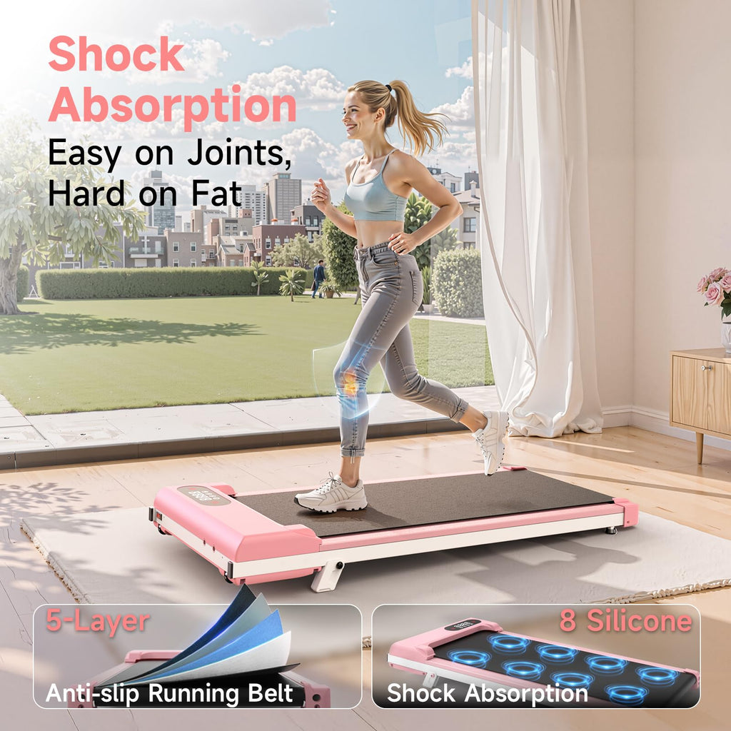 Pink 3 in 1 Portable Walking Pad Treadmill L646406