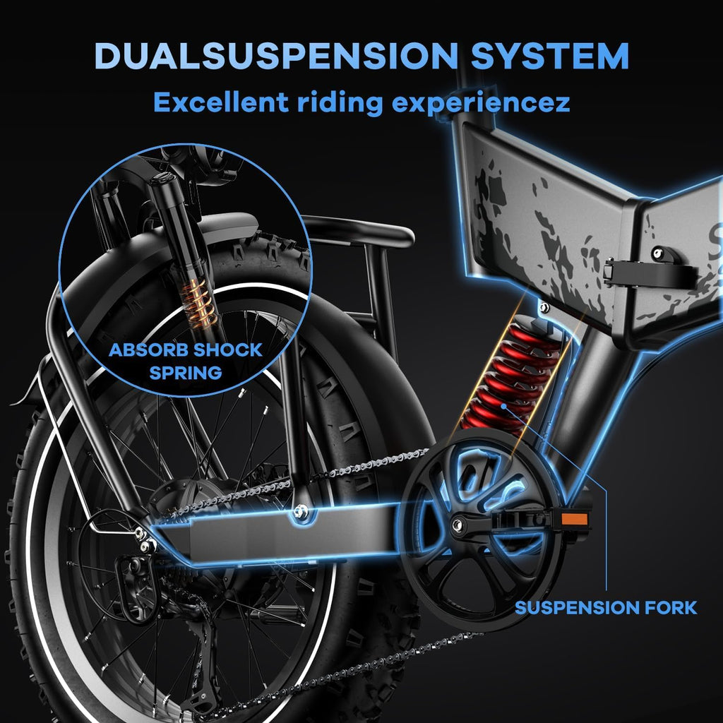 1500W Folding Electric Bike with 52V 20AH Removable Battery, 20" x4.0 Fat Tire O847161