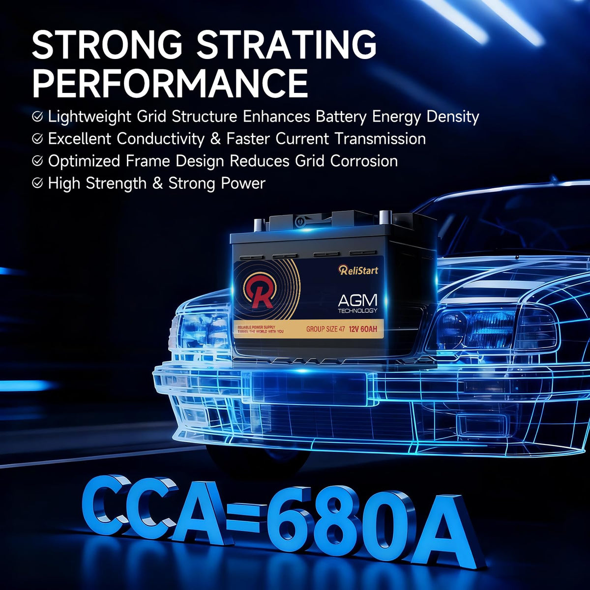 12V 60Ah 680CCA Automotive Battery W819