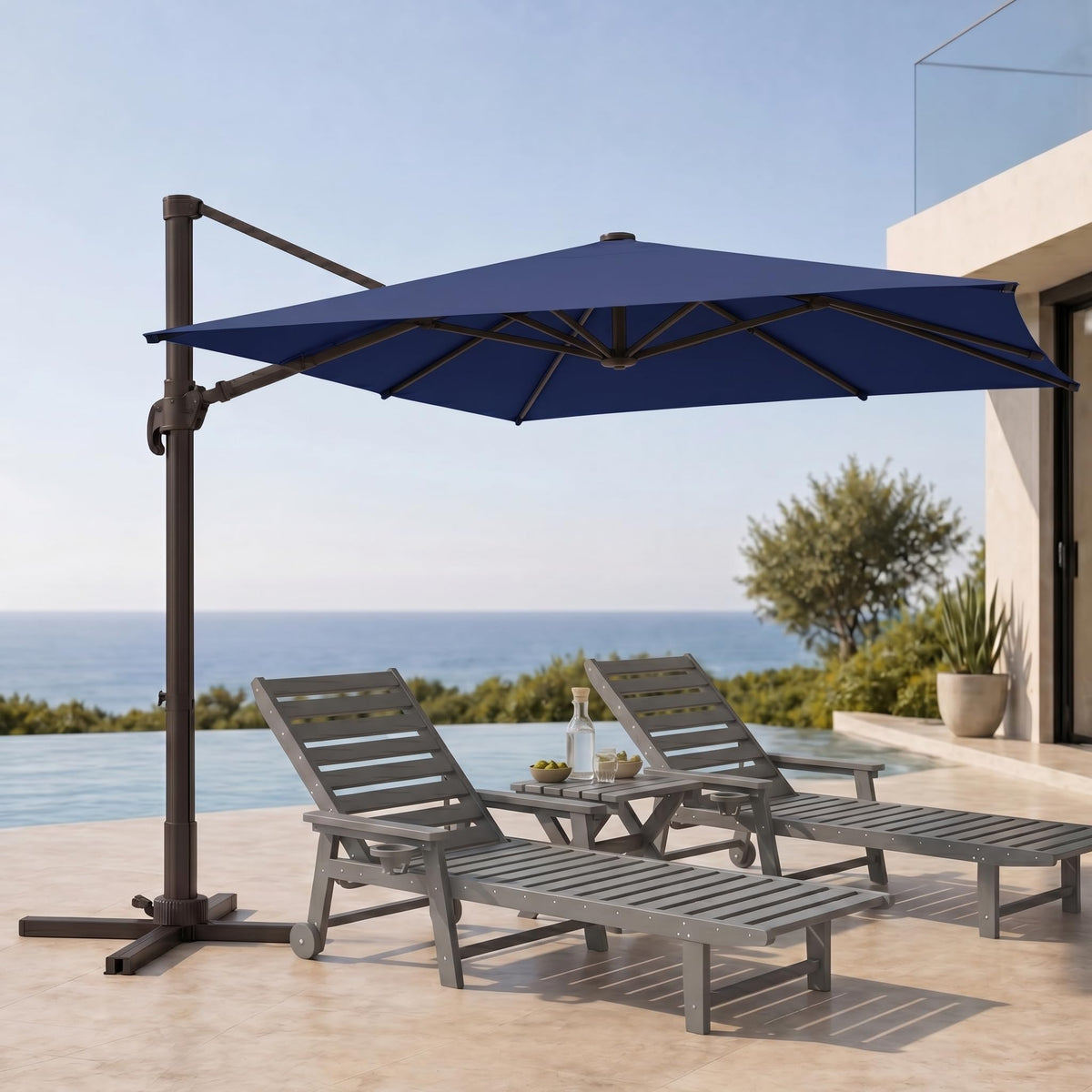 Large Square Cantilever Patio Umbrella with Aluminum Pole C462