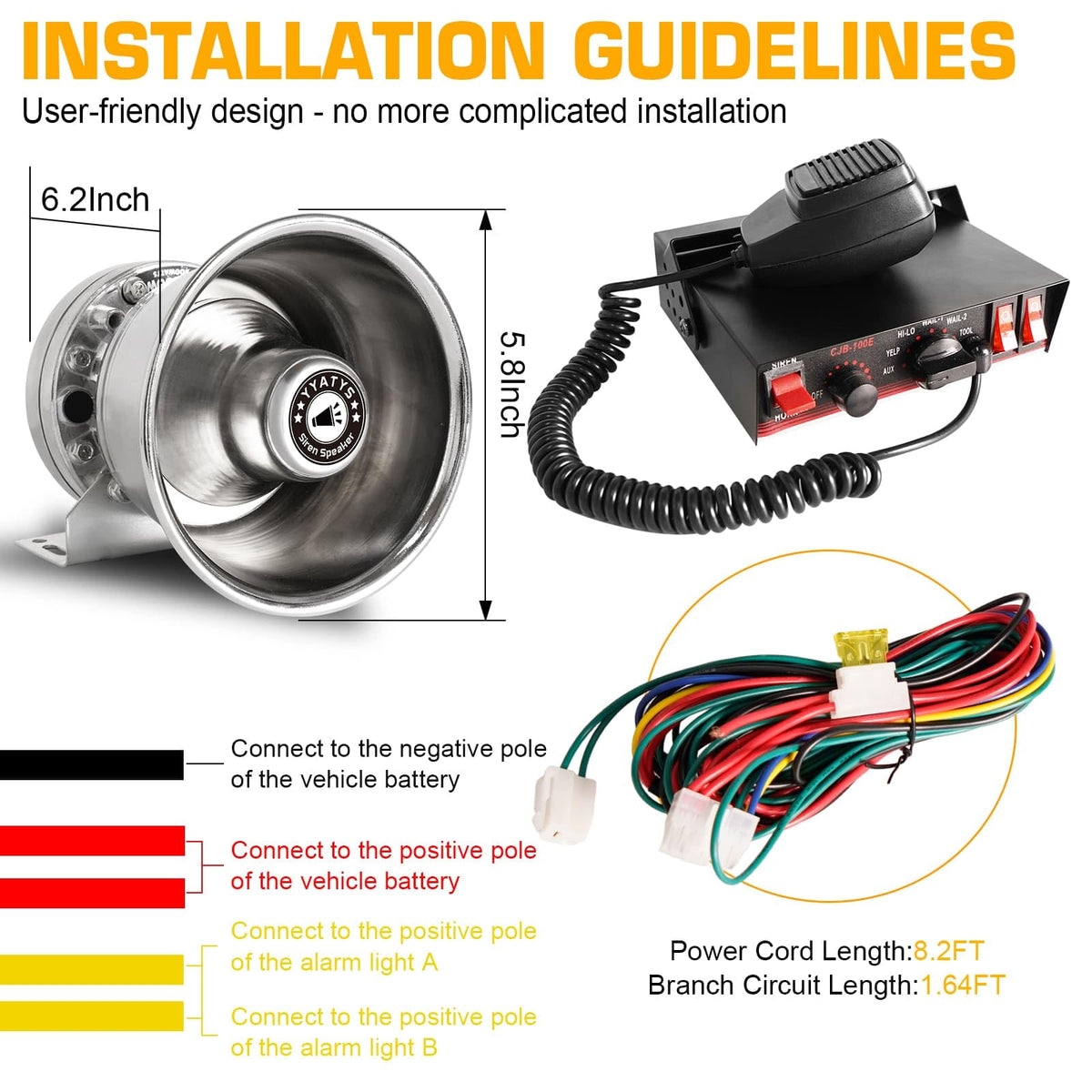 200W IP67 Waterproof Emergency Siren with Mic & Speaker I364270