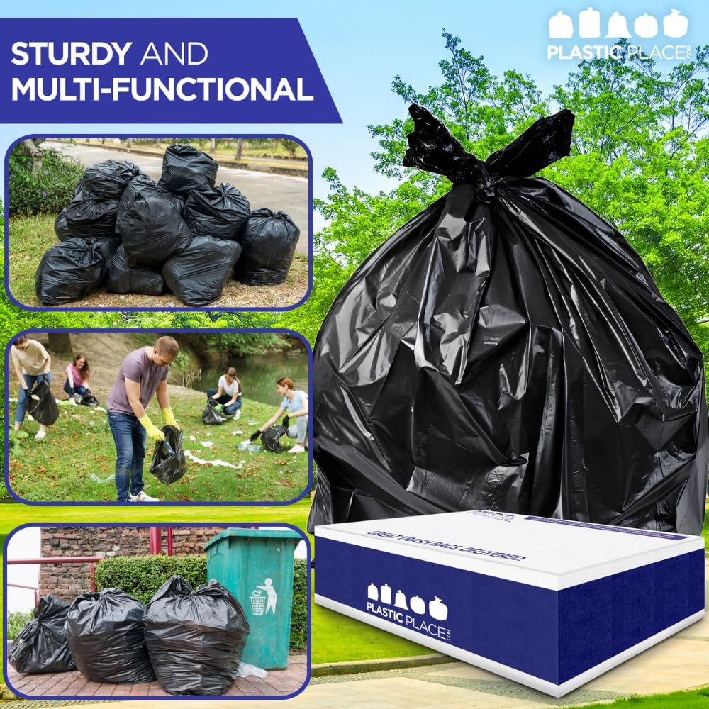 Heavy Duty Black 40-45 Gallon Trash Bags 100 Count 1.5 Mil J88325