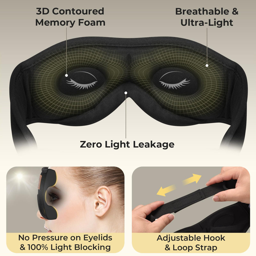 3D Bluetooth Sleep Mask with Headphones 2-Pack J95237