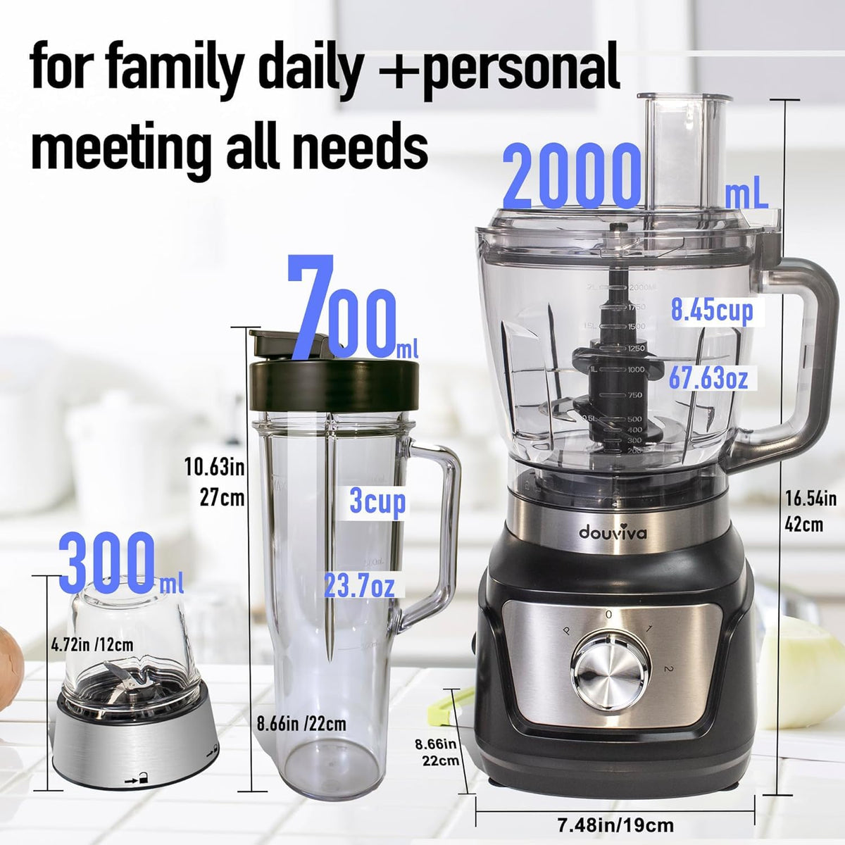 8-Cup Food Processor & Blender Combo, 1000W, Black Z410661
