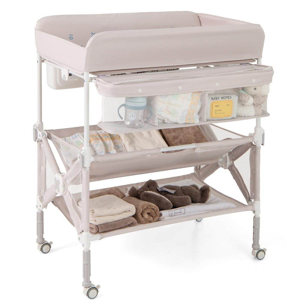 Portable Foldable Baby Changing Table with Wheels D164327